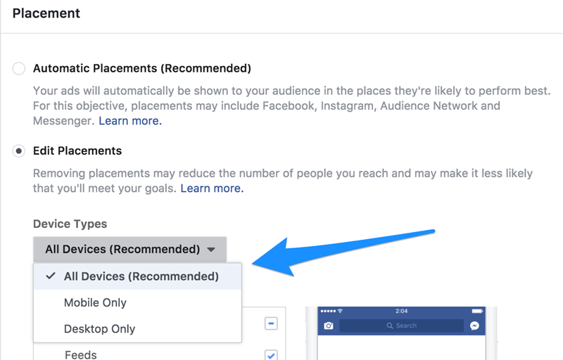 Facebook Ad Tips Placement