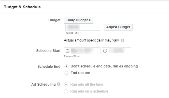 facebook b2b advertising ad scheduling and budgeting at the ad set level