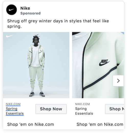 nike facebook dynamic ad example 