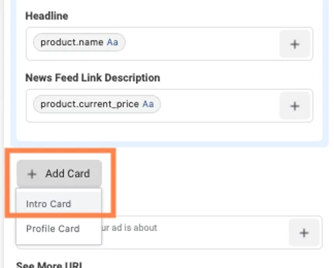 facebook dynamic product ads curated intro card