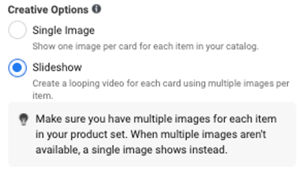 facebook dynamic product ads slideshow