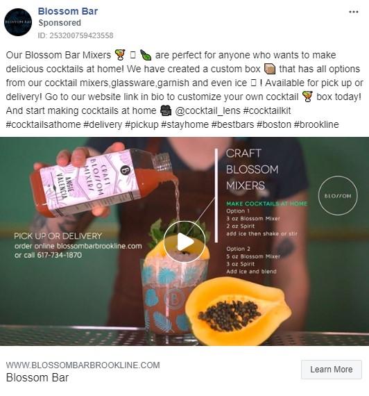 Blossom Bar Facebook ad