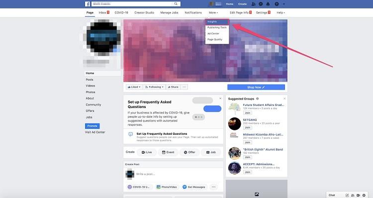 Facebook Insights dashboard