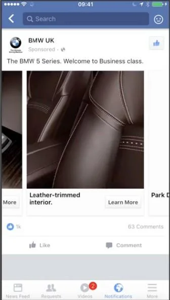 Facebook lead ad BMW