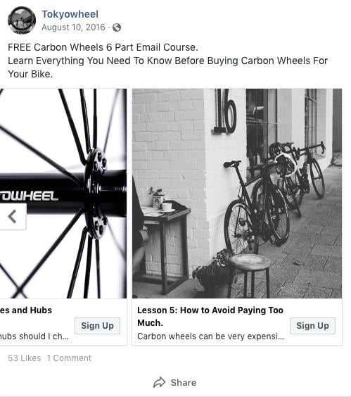 Facebook lead ad Tokyowheel