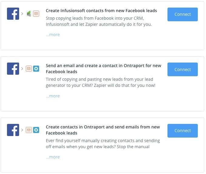 Facebook lead ads Zapier