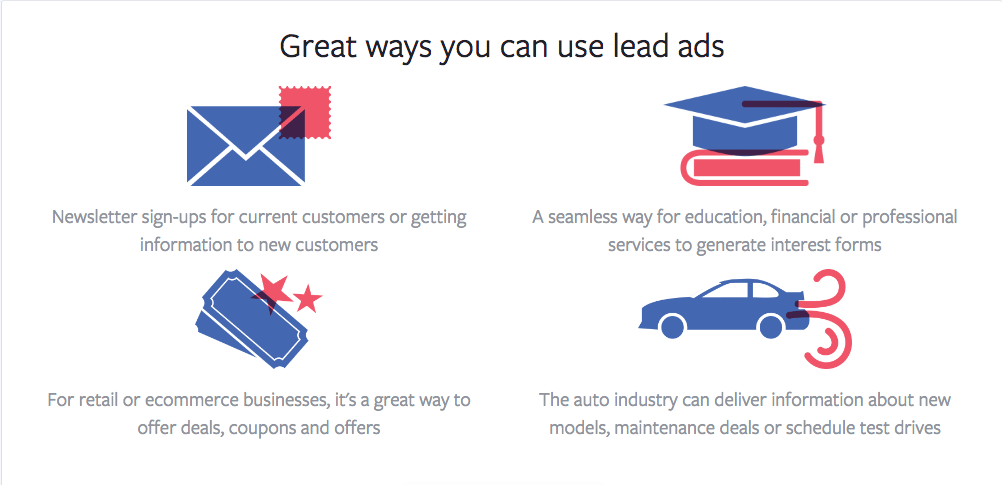 Facebook Lead Ads ways to use