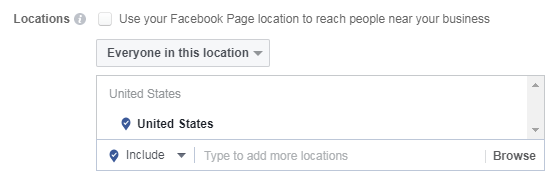 facebook location selection for driving in store purchases