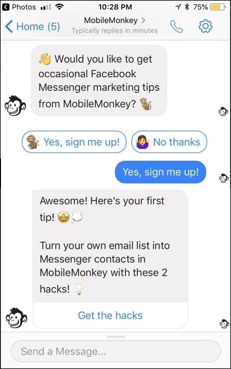 Facebook message request to chatblast