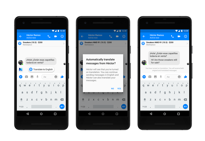 facebook messenger translation functionality