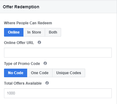 facebook offer promo code creation