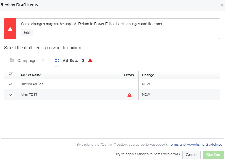 facebook power editor review draft before publishing