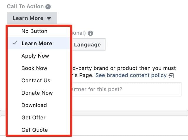 Facebook ad CTAs