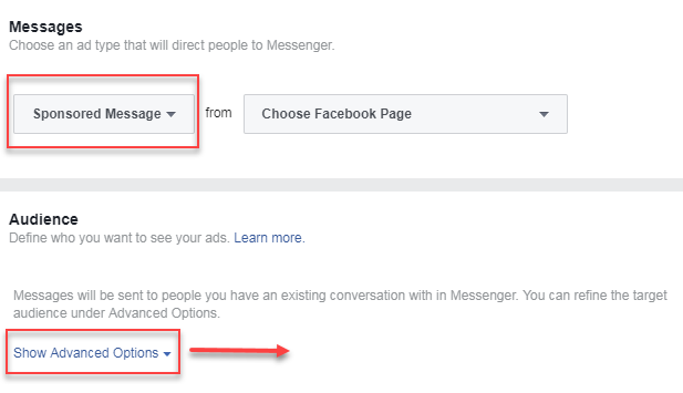 facebook message ads advanced targeting options