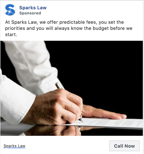 facebook click to call ads example sparks law