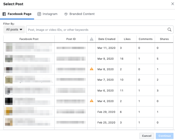 facebook sponsored posts settings