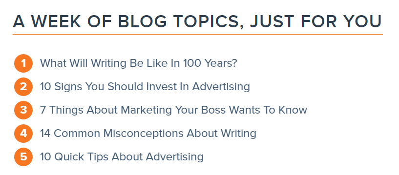 Find things to write about HubSpot blog topic generator example results