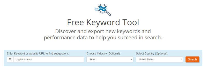Find things to write about WordStream Free Keyword Tool example screenshot