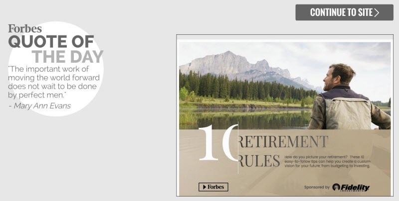relevant splash page example