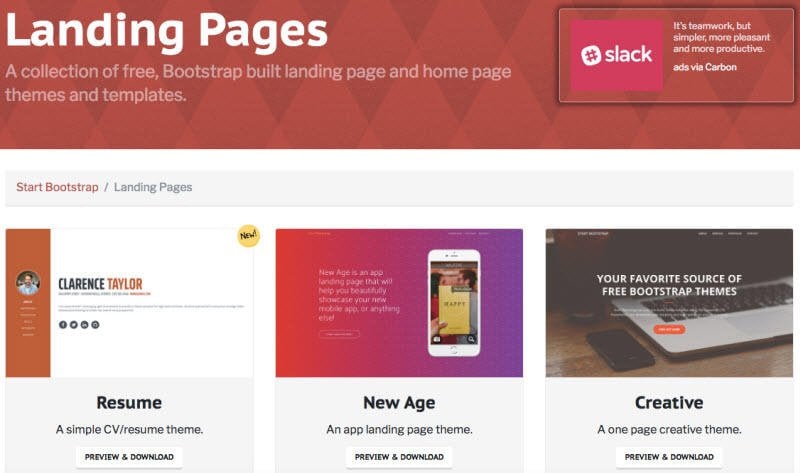 Free landing page templates Bootstrap landing pages