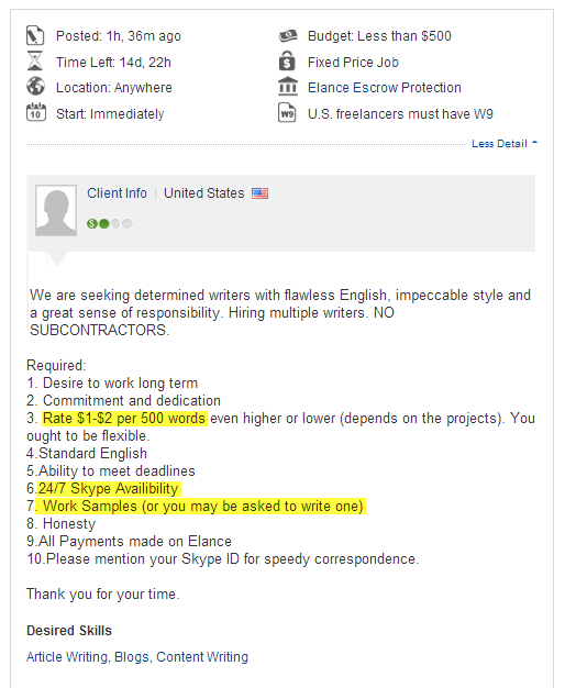 Freelance writing work bad freelance gig ad Elance