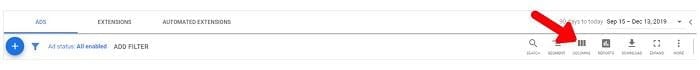 Google Ads account "Columns" option