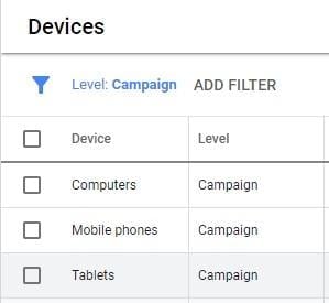 options for device bid adjustments per campaigns