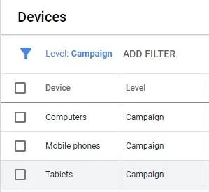 options for device bid adjustments per campaigns