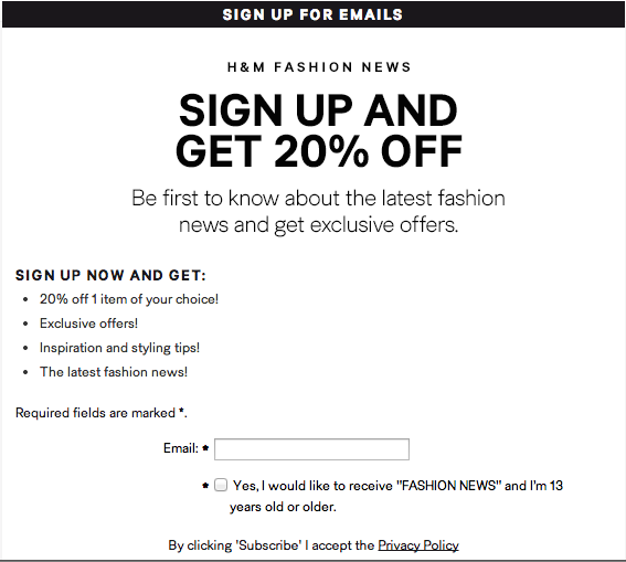 Email Sign Up