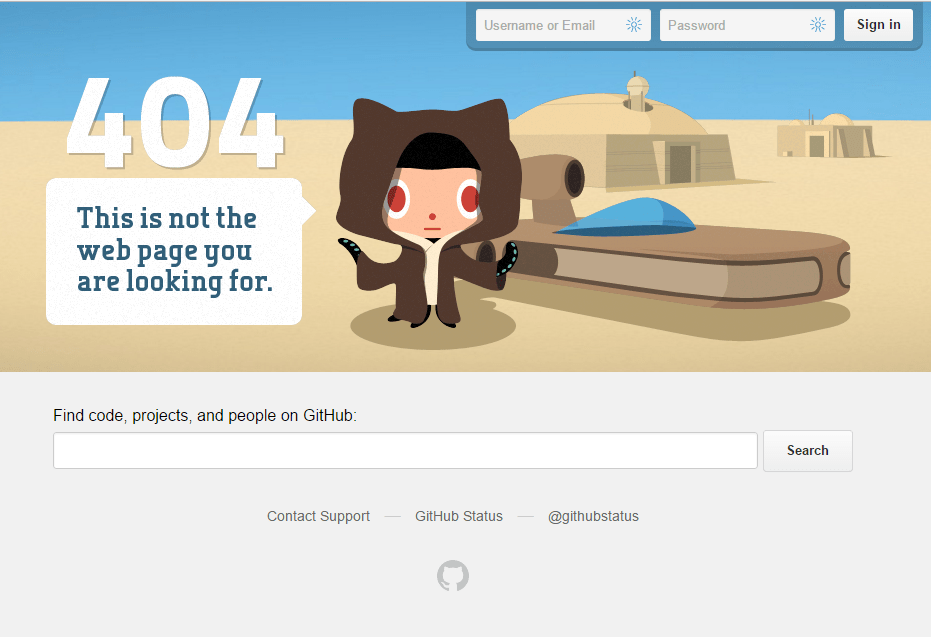 Github 404 Error Page