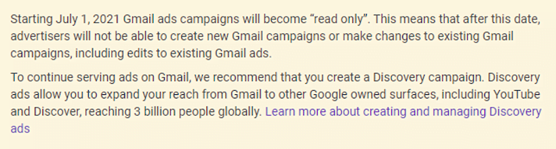 Gmail ads going away announcement