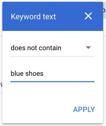 Google Ads automated rules keyword text