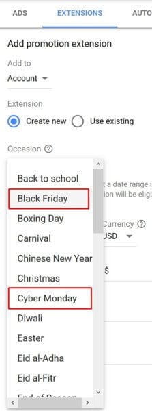 Black Friday Promotion Extensions UI