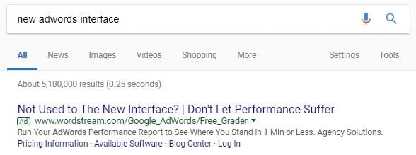 example headline of a Google ad on the SERP