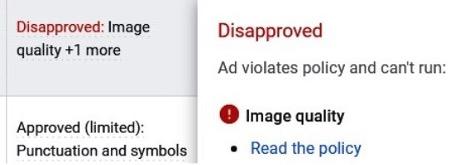 google ads disapproval for poor image quality