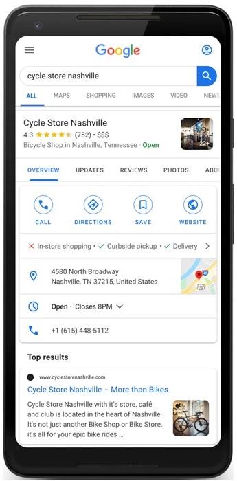 Google My Business curbside pickup promotion