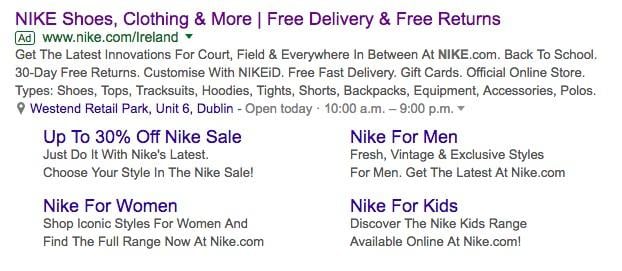 Google Ads links sitelink extensions