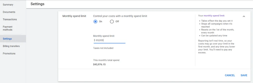 google-ads-monthly-spend-limit-setup