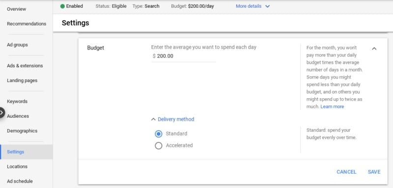 Google Ads accelerated delivery