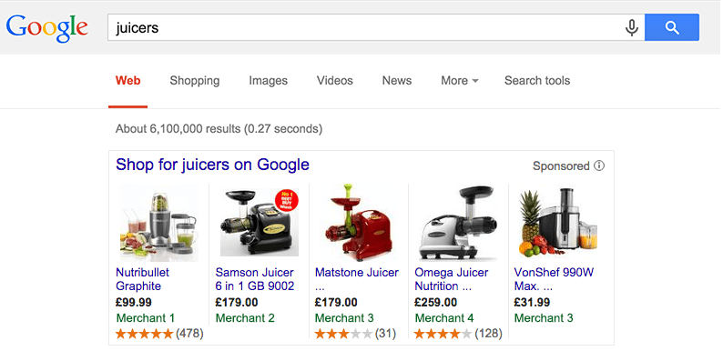 google product ratings