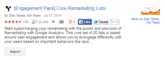 google analytics core remarketing list