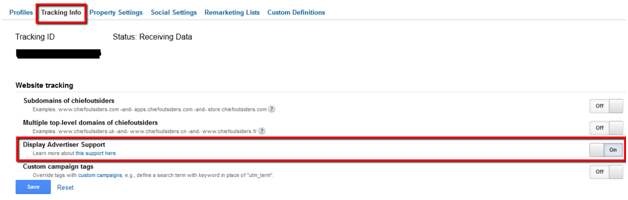 Google Analytics Remarketing Tracking