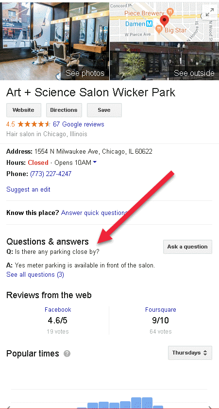 google business profile - Q&A section