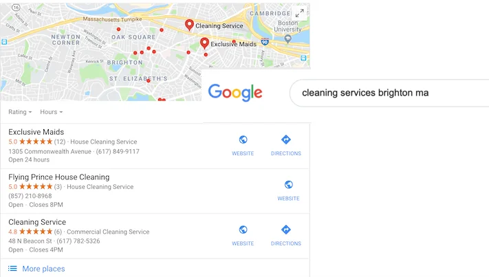 google minha classificação de otimização de negócios no pacote local com comentários e estrelas