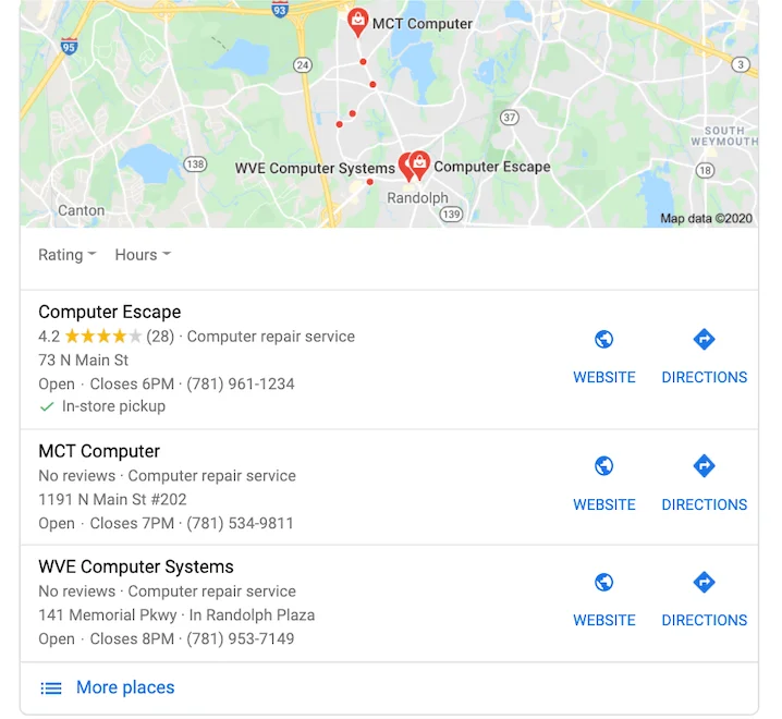 google my business optimization star ratings show in local pack