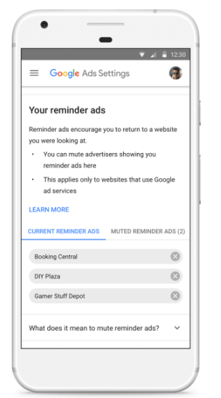 mute google reminder ads