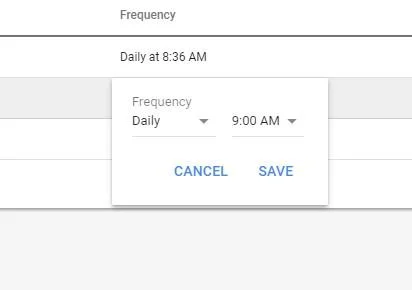Google scripts examples setting frequency