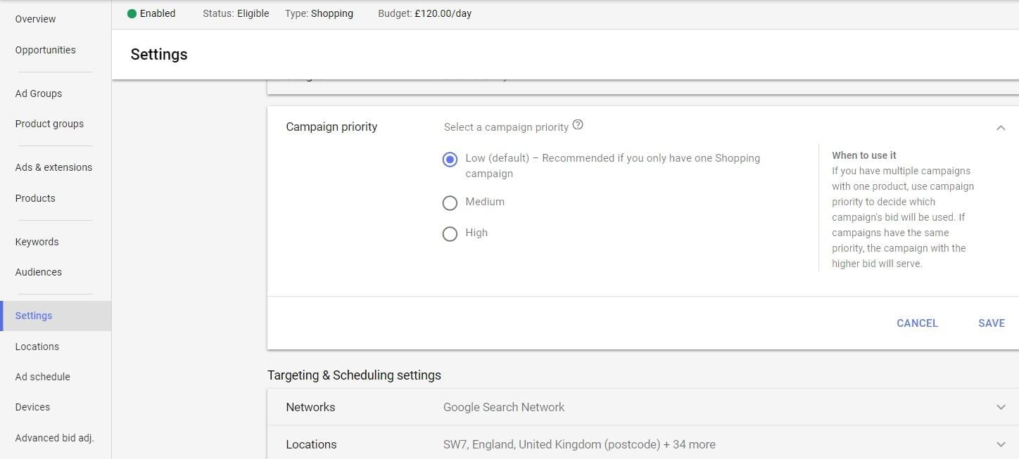 structing adwords shopping campaigns by priority