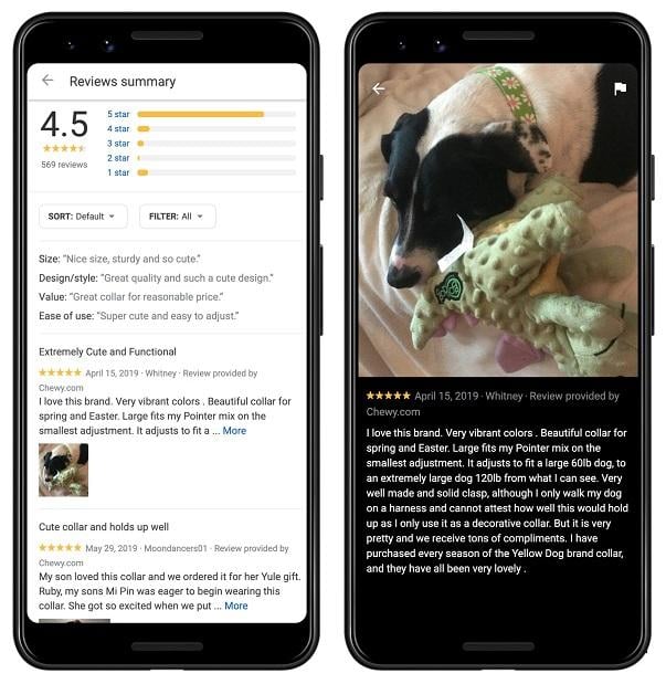 Google Shopping review with image example