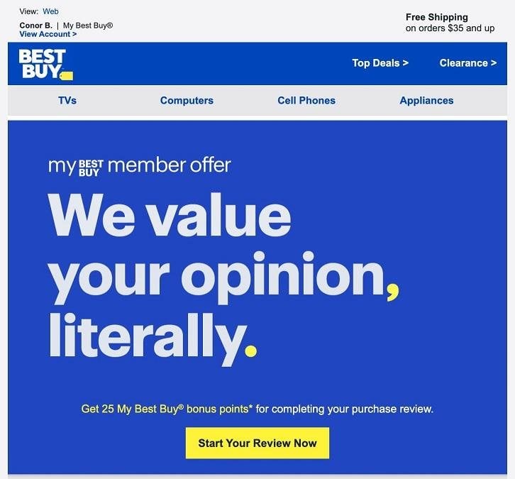 incentivizing reviews example